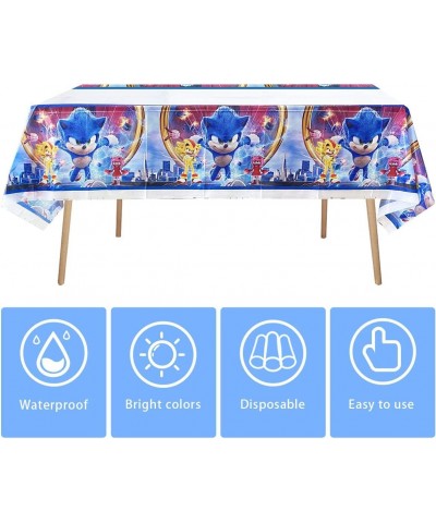 3pcs Blue Hedgehog Tablecloths 70.8x42.5'' Baby Shower Kids Boys Happy Birthday Party Decoration Supplies Hedgehog Plastic Ta...