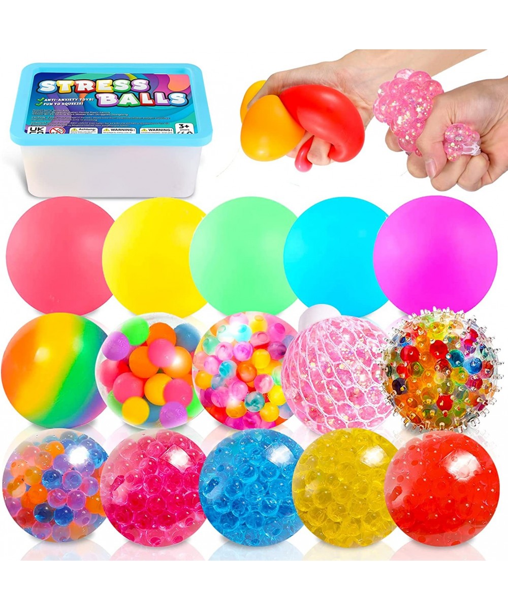 Sensory Stress Balls - 15 Pack - Stress Balls Fidget Toys for Kids and Adults - Sensory Squishy Balls Set Anxiety Relief Calm...