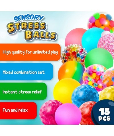 Sensory Stress Balls - 15 Pack - Stress Balls Fidget Toys for Kids and Adults - Sensory Squishy Balls Set Anxiety Relief Calm...