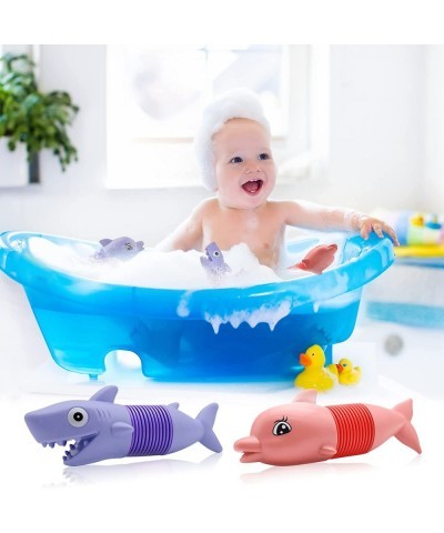 2 Pack Pop Tubes Toddler Bath Toys Shark Whale Sensory Bathtub Toys with Pop Sound Flexible and Variable Stretch Stress Relie...