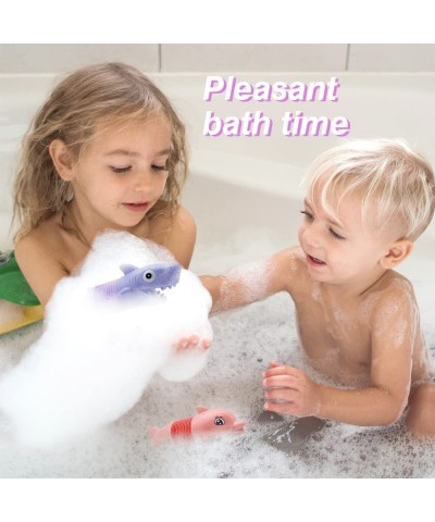 2 Pack Pop Tubes Toddler Bath Toys Shark Whale Sensory Bathtub Toys with Pop Sound Flexible and Variable Stretch Stress Relie...