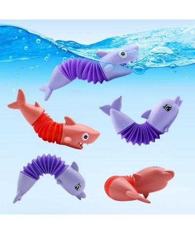 2 Pack Pop Tubes Toddler Bath Toys Shark Whale Sensory Bathtub Toys with Pop Sound Flexible and Variable Stretch Stress Relie...