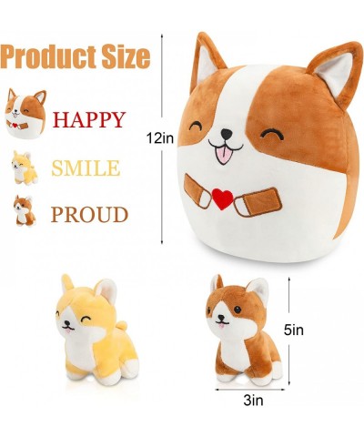 12inch Corgi Plush Shiba Inu Stuffed Animal Plushie Mommy Dog with 2 Baby Puppies Toys in her Tummy Pillow Gift for Kids Boys...