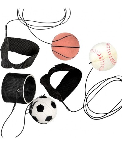 2.25 Inch Sports Wrist Balls - Set of 3 - Includes Basketball Baseball and Soccer Ball Wristband Toys - Durable Foam String A...