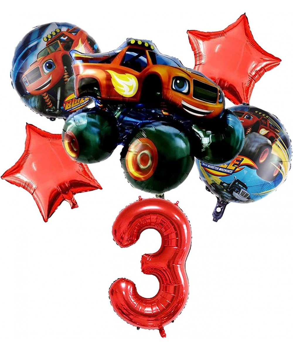 Blaze and the Monster Machine 3rd Birthday Decorations Red Number 3 Balloons 32 Inch Monster Truck Balloon Bouquet Set Party ...