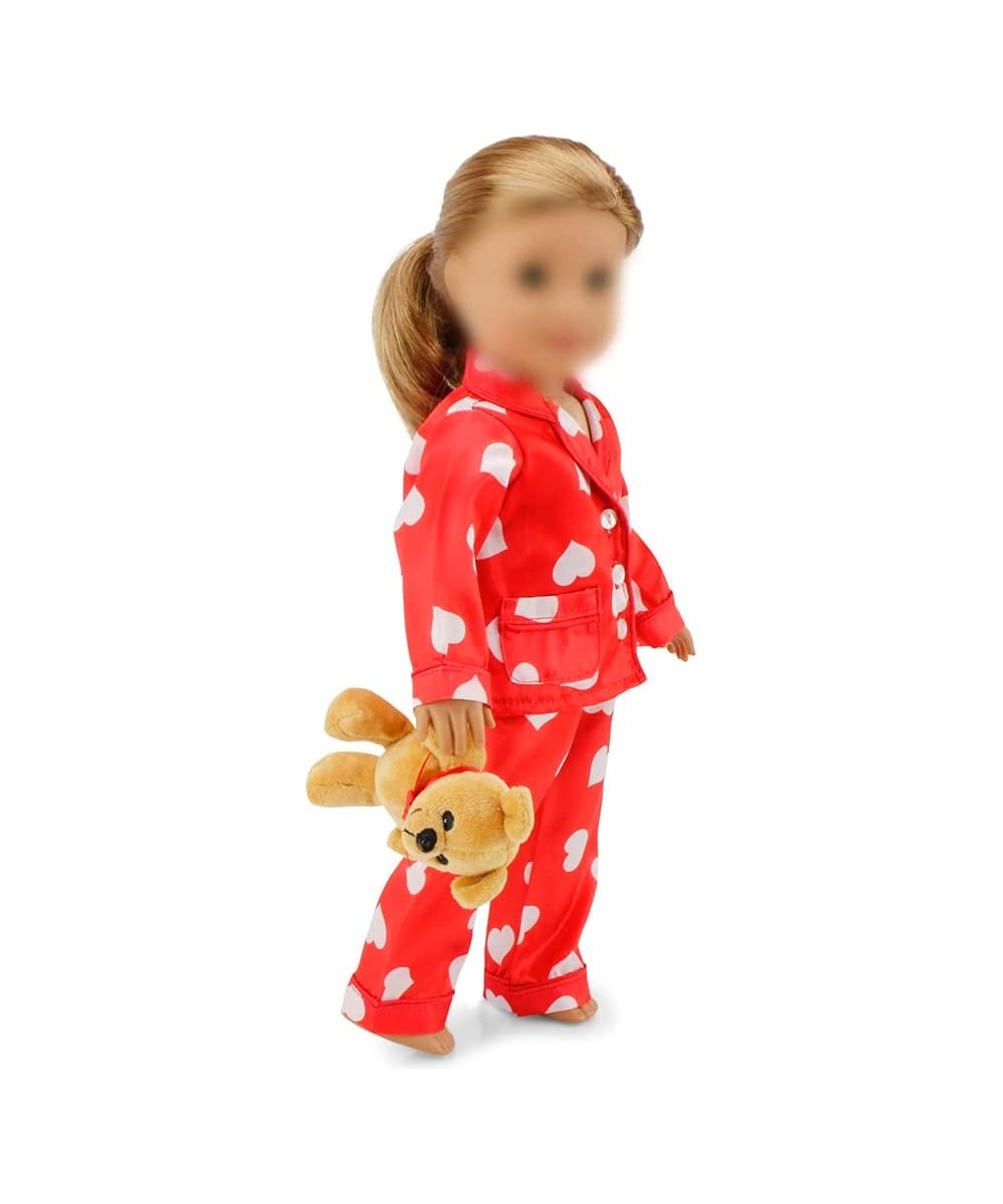 18 Inch Doll Pajamas PJs Sleepwear Gift Set with Teddy Bear Accessory - Perfect for Valentine's Day! | Compatible with 18" Am...