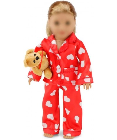 18 Inch Doll Pajamas PJs Sleepwear Gift Set with Teddy Bear Accessory - Perfect for Valentine's Day! | Compatible with 18" Am...