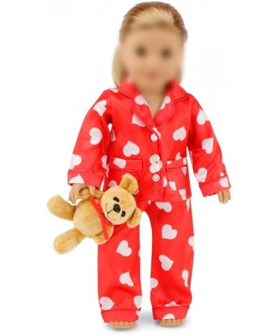 18 Inch Doll Pajamas PJs Sleepwear Gift Set with Teddy Bear Accessory - Perfect for Valentine's Day! | Compatible with 18" Am...