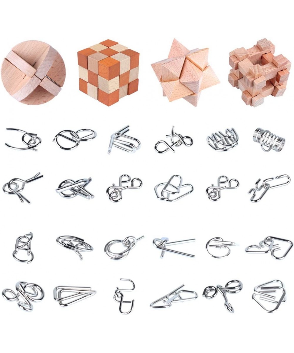 Brain Teaser Puzzle for Kids Adults Puzzle Games Wooden and Metal 3D Unlock Interlocking Puzzle Educational Toy 28Pcs $50.41 ...