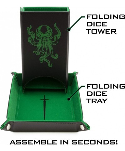 Portable Dice Tower and Tray Set with Non-Scratch Felt Interior - Folding 8" Auto Dice Roller Dice Rolling Tower for Fair and...