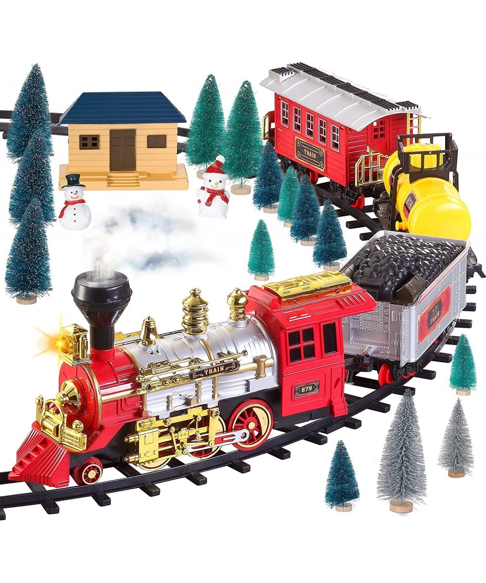 Christmas Train Sets Gift with Lights & Sounds Steam Locomotive Engine Operated Electric Classical Train Toy with Real Smoke ...