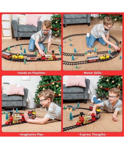 Christmas Train Sets Gift with Lights & Sounds Steam Locomotive Engine Operated Electric Classical Train Toy with Real Smoke ...