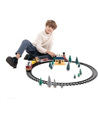 Christmas Train Sets Gift with Lights & Sounds Steam Locomotive Engine Operated Electric Classical Train Toy with Real Smoke ...