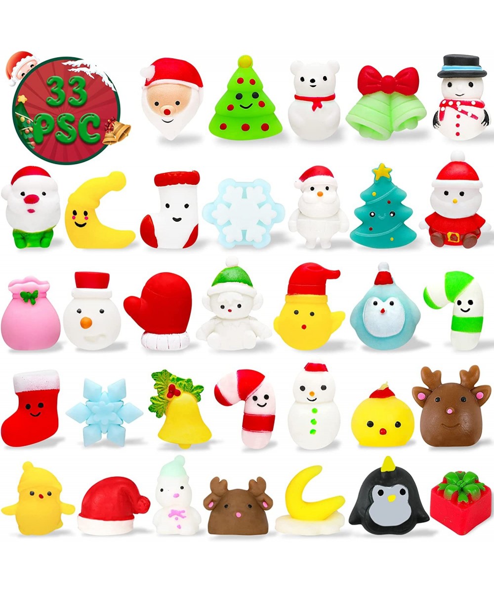 Christmas Party Favors 33 PCS Christmas Squishy Toys Mini Cute Squeeze Toy Stress Relief Anxiety Squishies Toys for Kids Chri...