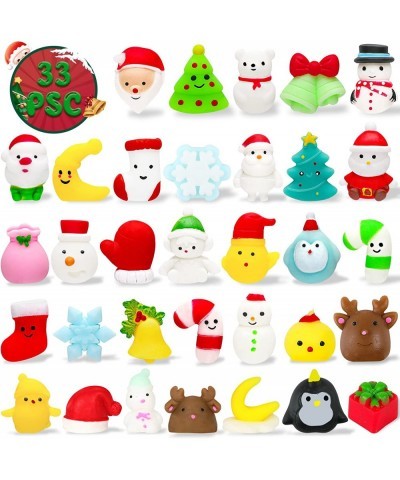 Christmas Party Favors 33 PCS Christmas Squishy Toys Mini Cute Squeeze Toy Stress Relief Anxiety Squishies Toys for Kids Chri...