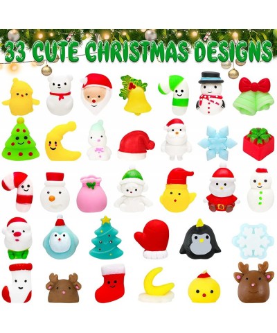 Christmas Party Favors 33 PCS Christmas Squishy Toys Mini Cute Squeeze Toy Stress Relief Anxiety Squishies Toys for Kids Chri...