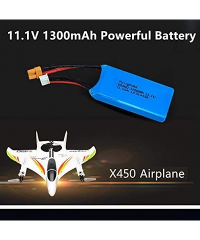 11.1V 1300mAh Lithium Battery for Wltoys XK X450 RC Airplane Fixed Wing Plane 2 Pack with USB Charger $62.74 Hobby Remote & A...