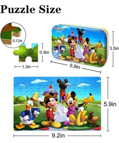 Disney Mickey Mouse Puzzles in a Metal Box 60 Piece for Kids Ages 4-8 Jigsaws Puzzles Girls Boys Great Gifts for Children (Mi...