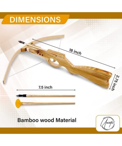 Wooden Toy Crossbow - Handmade Bow and Arrow for Kids Archery Set with 10 Rubber-Tipped Bamboo Wood Arrows + 5 Suction Cup Ar...