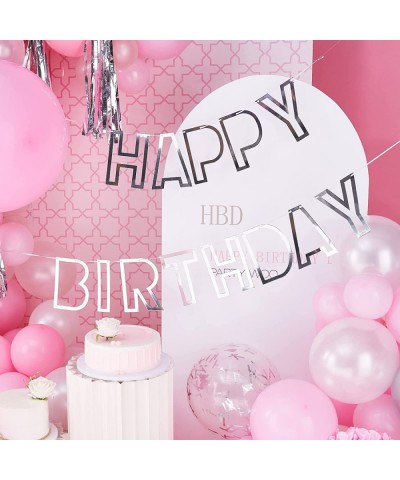 Pink and White Balloon Arch Kit 100 pcs Pink Balloon Garland Kit Happy Birthday Banners Silver Confetti Baby Pink Balloons Ha...