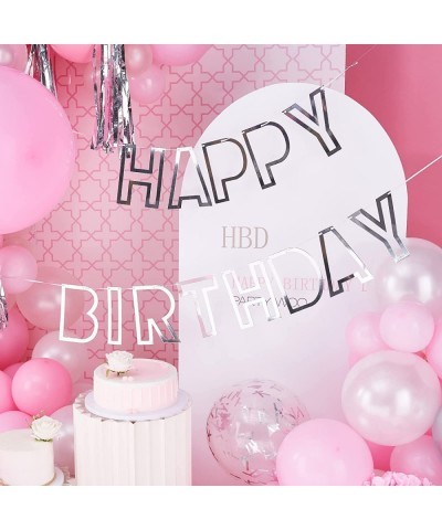 Pink and White Balloon Arch Kit 100 pcs Pink Balloon Garland Kit Happy Birthday Banners Silver Confetti Baby Pink Balloons Ha...