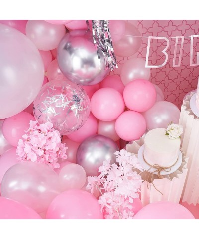 Pink and White Balloon Arch Kit 100 pcs Pink Balloon Garland Kit Happy Birthday Banners Silver Confetti Baby Pink Balloons Ha...