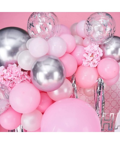 Pink and White Balloon Arch Kit 100 pcs Pink Balloon Garland Kit Happy Birthday Banners Silver Confetti Baby Pink Balloons Ha...