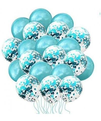 50 Pieces Metallic Teal Balloons Confetti Turquoise Balloons Latex Confetti Balloons with 64 ft Ribbons for Engagement Baby S...