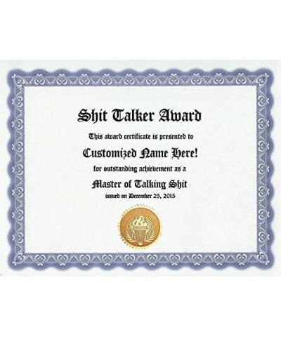 Shit Talking Shit Talker Award: Personalized Custom Award Certificate for your Friend or Co-Worker who Talks a Lot of Shit (F...