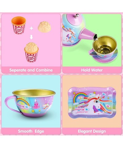 Toy Unicorn Tea Set for Little Girls Princess Tea Party Play Toy Kid Afternoon Tea Set Including Teapot Cups Plates Dessert D...