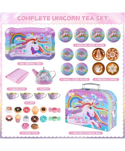 Toy Unicorn Tea Set for Little Girls Princess Tea Party Play Toy Kid Afternoon Tea Set Including Teapot Cups Plates Dessert D...