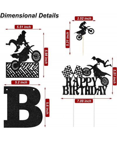 20 Pieces Dirt Bike Birthday Decoration Dirt Bike Party Supplies Banner Cake Cupcake Topper for Motocross Themed Birthday Par...