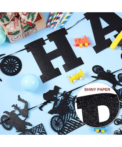 20 Pieces Dirt Bike Birthday Decoration Dirt Bike Party Supplies Banner Cake Cupcake Topper for Motocross Themed Birthday Par...