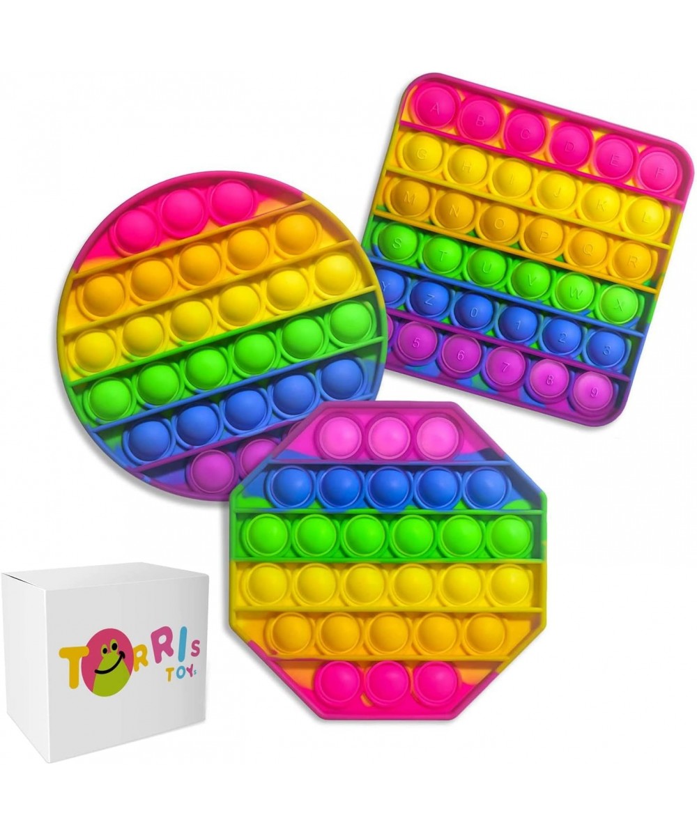 3 Pack Push Pop Bubble Fidget Sensory Toy - Free Secret Bonus - Premium Silicone Rainbow Pop it Fidget Toy $13.18 Fidget Toys