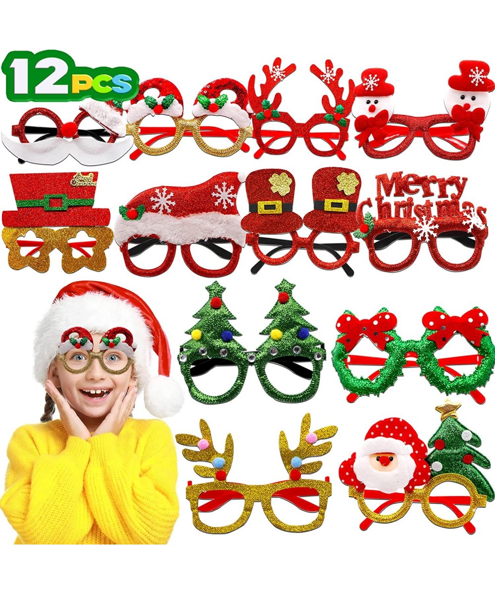 12 PCS Christmas Party Glitter Glasses Christmas Decoration Costume Eyeglasses Frame Colorful Funny Christmas Party Gifts Chr...