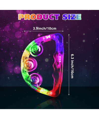 24 Pack LED Light up Tambourines Musical Flashing Tambourine Toys Handheld Percussion Instrument Glow in The Dark Party Suppl...