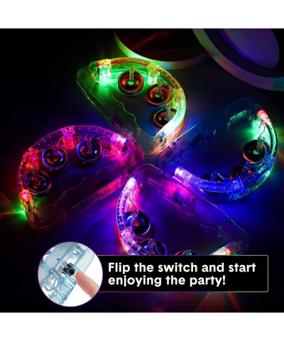 24 Pack LED Light up Tambourines Musical Flashing Tambourine Toys Handheld Percussion Instrument Glow in The Dark Party Suppl...