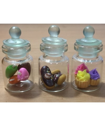 3pc Miniature Cookie Chocolate Cake Food Candy Dollhouse Cake in Clear Glass Mini Bottle Fruit Food MF035 $19.23 Dollhouse Ac...