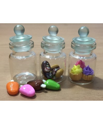 3pc Miniature Cookie Chocolate Cake Food Candy Dollhouse Cake in Clear Glass Mini Bottle Fruit Food MF035 $19.23 Dollhouse Ac...