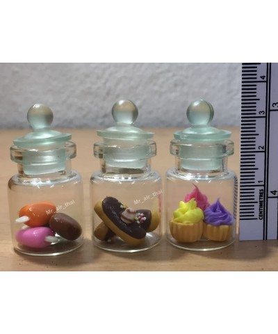 3pc Miniature Cookie Chocolate Cake Food Candy Dollhouse Cake in Clear Glass Mini Bottle Fruit Food MF035 $19.23 Dollhouse Ac...