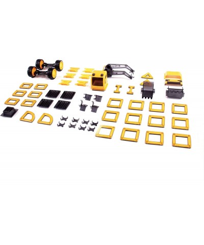 PowerClix Construction Vehicle Set: 55 Piece Magnetic Build-Your-Own Dump Truck Bulldozer and More - STEM Educational Buildin...