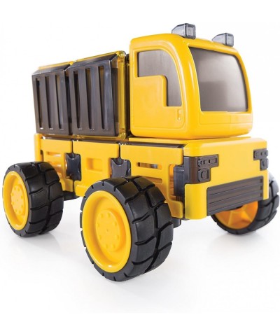 PowerClix Construction Vehicle Set: 55 Piece Magnetic Build-Your-Own Dump Truck Bulldozer and More - STEM Educational Buildin...