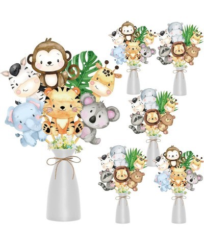 24Pcs Jungle Animals Centerpiece Sticks Safari Animal Table Toppers for Jungle Birthday Party Zoo Animals Baby Shower Supplie...