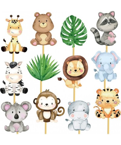 24Pcs Jungle Animals Centerpiece Sticks Safari Animal Table Toppers for Jungle Birthday Party Zoo Animals Baby Shower Supplie...