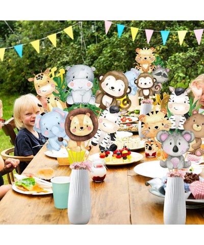 24Pcs Jungle Animals Centerpiece Sticks Safari Animal Table Toppers for Jungle Birthday Party Zoo Animals Baby Shower Supplie...