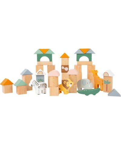 Small Foot- 50 Wooden Building Block Safari Playset- Stacking Toys for Boys and Girls Ages 12+ Months-Montessori-Perfect for ...