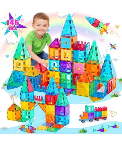 146PCS Magnetic Tiles Building Blocks Set for Kids Magnetic Blocks Magnet Tiles Building Toys 3D Clear Magnetic Toys Preschoo...