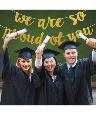 Gold Glitter We are So Proud of You Banner - Graduation Party/Grad Party Decorations 2023 Congratulations Banner College Grad...