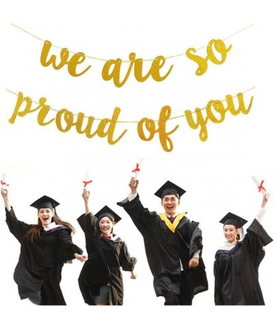 Gold Glitter We are So Proud of You Banner - Graduation Party/Grad Party Decorations 2023 Congratulations Banner College Grad...