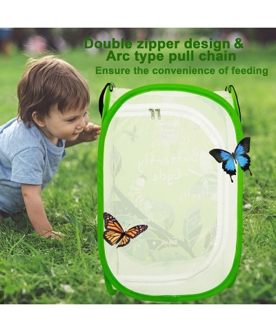 Pop-up Insect and Butterfly Habitat 24" Tall Milkweed Plants Net Collapsible Mesh Cage with Transparent PVC Wall for Observat...